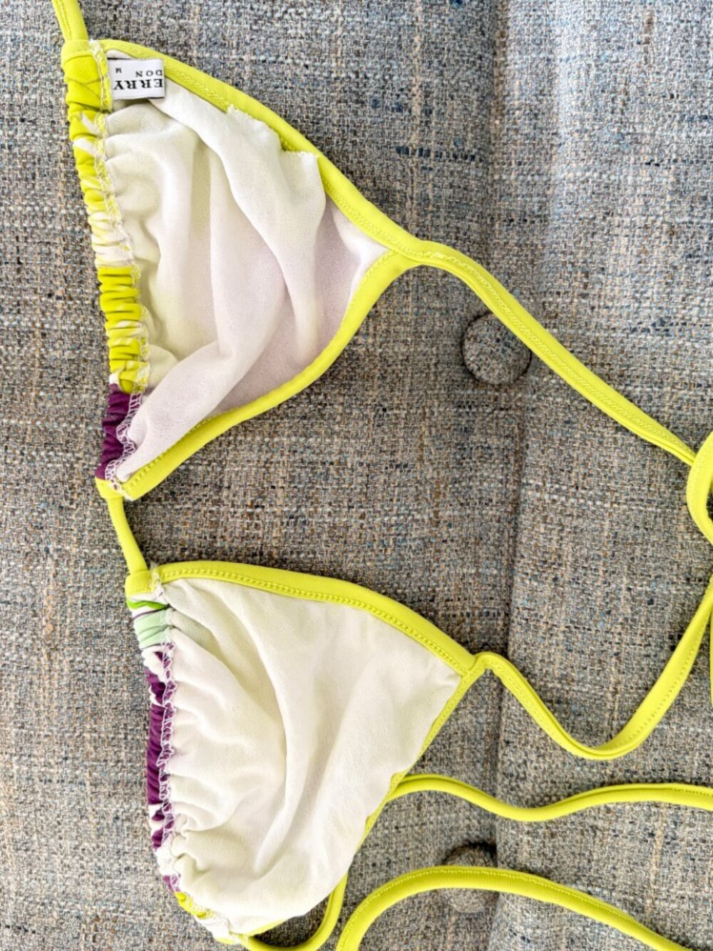 Burberry String Bikini Lime Green and Purple Floral Print Women's Medium - Picture 10 of 13